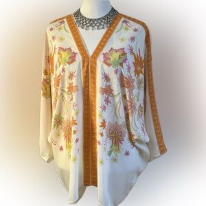 Rose + Olive Kimono blouse Boho top Size M